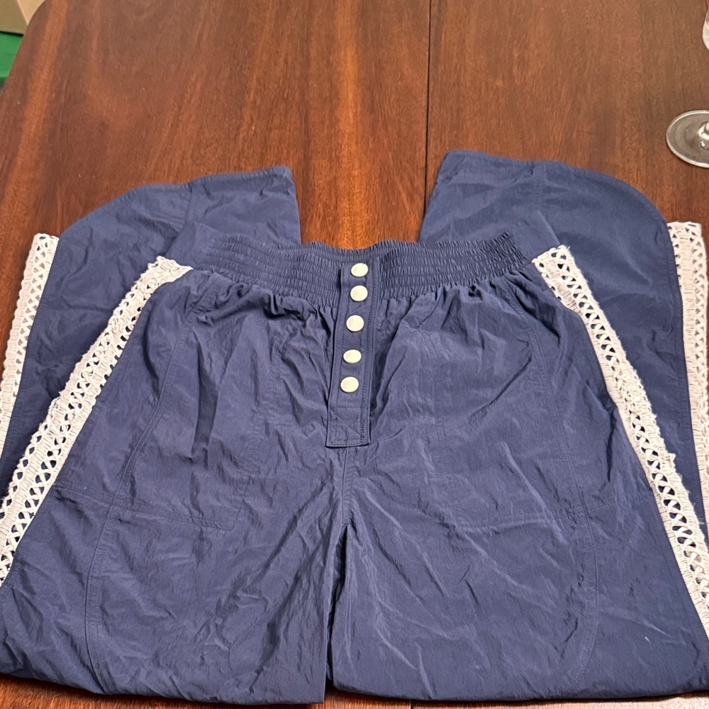 FP Movement by Free People Navy Pants with Lace Detail